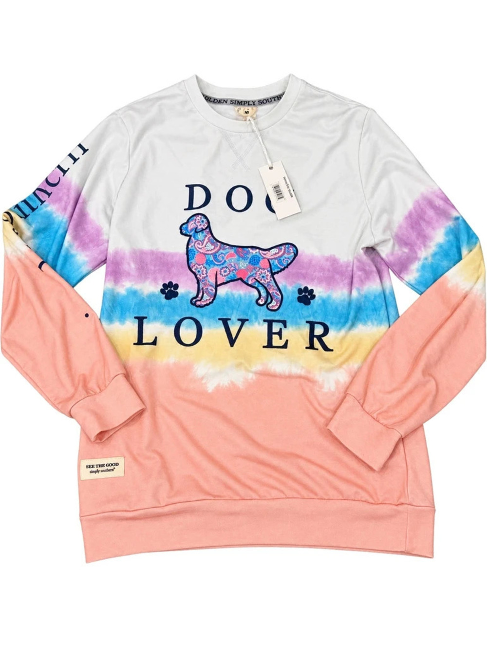 Simply Southern Dog Lover Coastal NWT Tie Dye Dog Graphic
